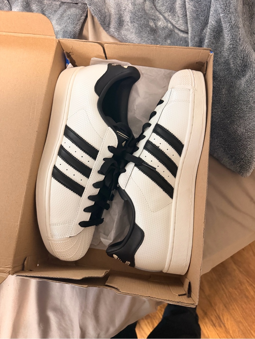 adidas White and Black Men’s Sneakers - Classic 3-Stripe Design